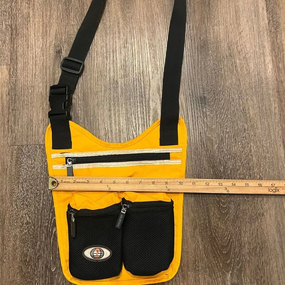 Vintage GUESS Sling Bag Shoulder Crossbody Yellow RARE Cargo Unisex Utility Pack